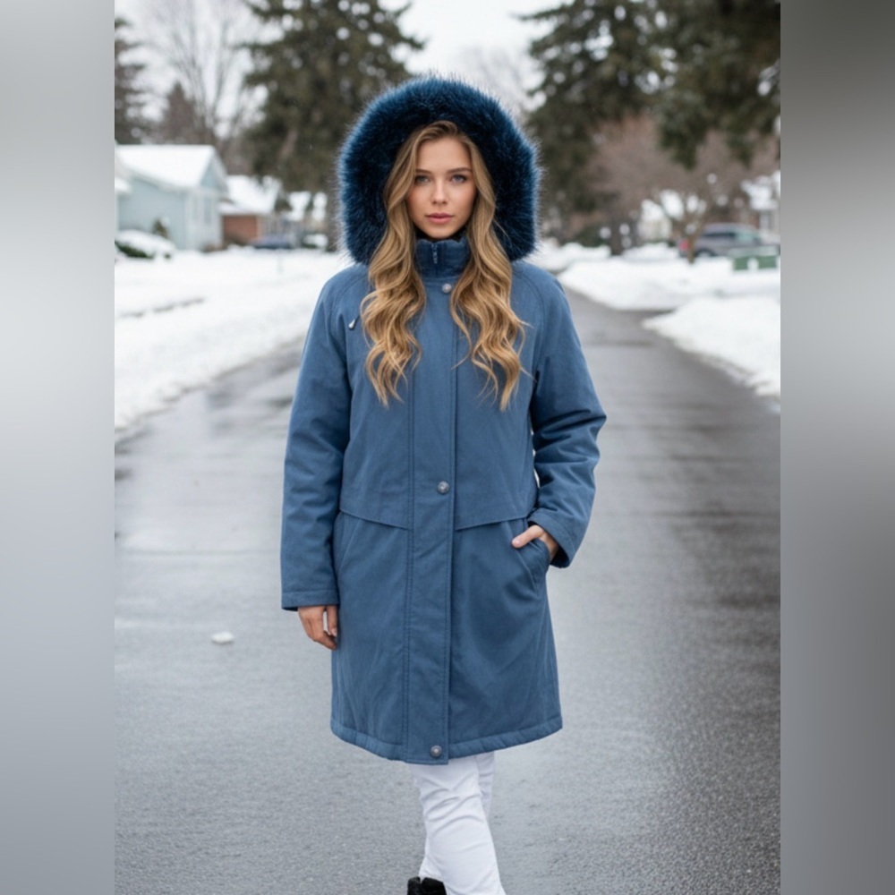 Utex Women's Navy Hooded Ski Jacket